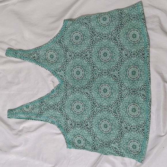 UO V-Neck Cropped Tank Top, Color Turquoise Size L - Picture 1 of 14